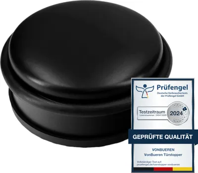 Produktbild von 1 x Türstopper Boden schwarz 1,2 kg schwer VonBueren | ca. 10,5 x 5 cm | Tür Stopper aus Edelstahl/Metall | door stopper