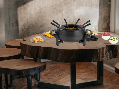 Produktbild von Tristar FO-1107 Fondue, 8 Person(en), 1,5 l, Schwarz, Rund, Edelstahl, 190 °C