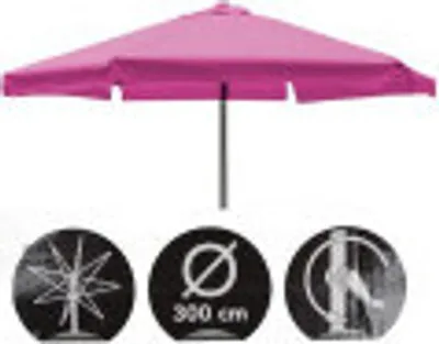 Produktbild von Sonnenschirm Alu Ø3m mit Kurbel mit Krempe Gartenschirm Sonnenschutz, Farbe:rosa