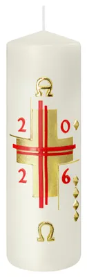 Produktbild von Osterkerze 185 x Ø 60 mm mit aktueller Jahreszahl 2026