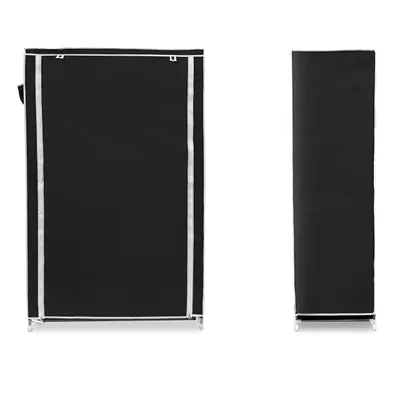 Obrázok produktu pre Relaxdays Vysoká skriňa na topánky VALENTIN, VxŠxH: 161x88x30 cm, látkový poťah, 10 políc, zips, na 45 párov, čierna