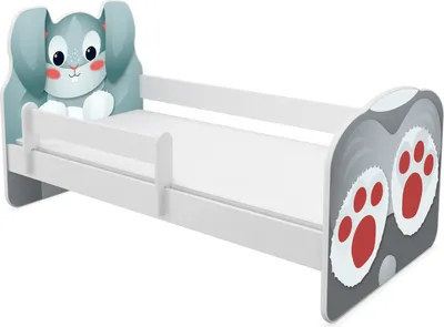 Produktbild von ACMA Tiere VII Kinderbett Jugendbett Junior-Bett Komplett-Set mit Matratze Rausfallschutz Lattenrost (01 Hase, 140x70 cm)