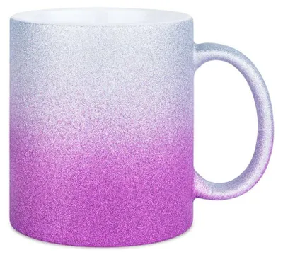 Produktbild von Plottermarie Sublimationsrohlinge Sublimations-Tassen für personalisierte Geschenkideen – Sublimationsrohlinge, Fotogeschenke, Personalisierung & DIY Glitzertasse mit Verlauf Pink-Silver 2er Set