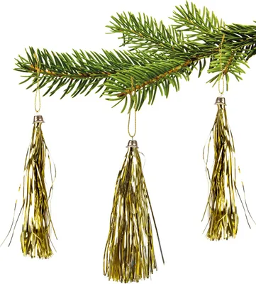 Produktbild von 10 Lamettini Gold Lametta Anhänger Weihnachtsanhänger