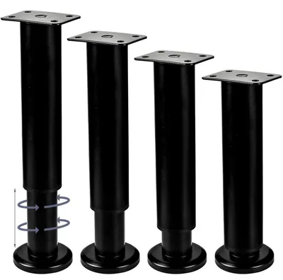Zdjęcie produktu dla Nogi do mebli regulowane - 4 sztuki - 40-76 cm - Metal czarny - Nośność 300 kg