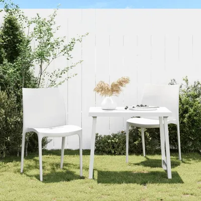 Produktbild von 2er-Set Gartenstühle in Weiß, 50x46x80 cm, aus Polypropylen, stapelbar, für Garten, Balkon und Terrasse, langlebig und pflegeleicht, modernes Design