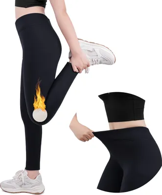 Produktbild von Thermoleggings Damen mit Fleece Gefütterte Thermo Leggings mit Taschen für Winter, Schwarz mit Taschen, Größe 2XL/3XL