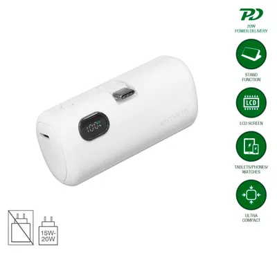Produktbild von 4smarts Powerbank PicoFold 5000mAh 22.5W, weiß