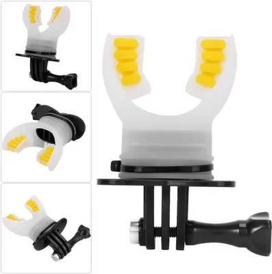 Ergonomischer Silikon Beißring für Actionkameras, geeignet für Surfen, Tauchen und Skaten (Schwarz)