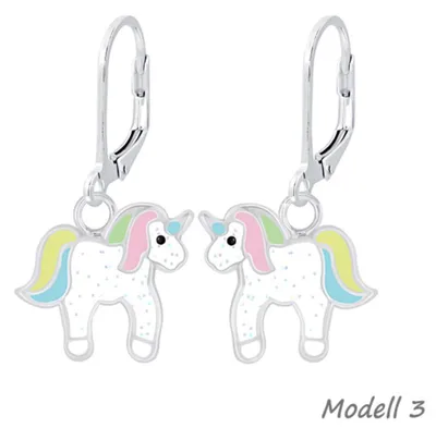 Produktbild von Kinderohrringe „Einhorn“: 925 Silber Ohrhänger für Mädchen Modell 3