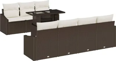 Produktbild von "2026 MODERNE" Garten-Sofa-Set - elegantes Design - Sitzgruppe mit Sofa, Tisch - mit Kissen mit Speicher 8 pcs Braun Poly-Rattan - Terassenmöbel NeuMöbel706699