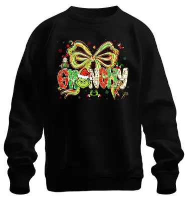 Produktbild von Grinchy Weihnachtsgrinch lustig Santa Schleife Geschenk Sweatshirt Pullover, Schwarz, XL