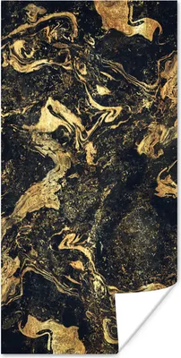 Produktbild von MuchoWow® Poster Marmor - Luxus - Gold 60x120 cm - Wandschmuck