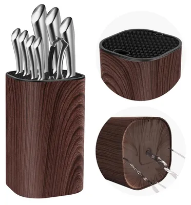 Produktbild von Messerblock Universal Braun mit Scherenschlitz und Schärfstabschlitz