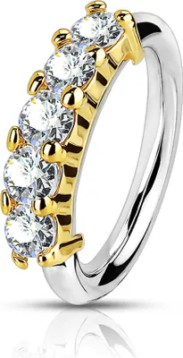 Produktbild von viva-adorno Nasenring Nasenpiercing Piercing Hoop Ring Kristalle Tragus Helix Cartilage Ohrpiercing Z523,gold 0,8mm