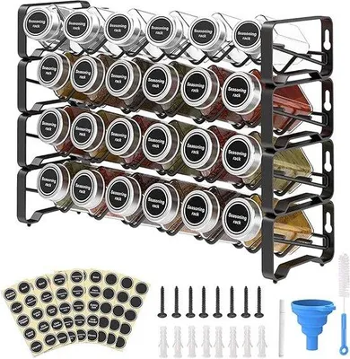 Produktbild von Famanu Gewürzregal 4-stufig mit Gläsern - Platzsparend und multifunktional