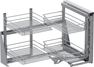 Produktbild von Vauth Sagel Eckschrank Beschlag Cor Fold | Schwenkbeschlag Korbvariante | rechts, Stahl silberfarbig
