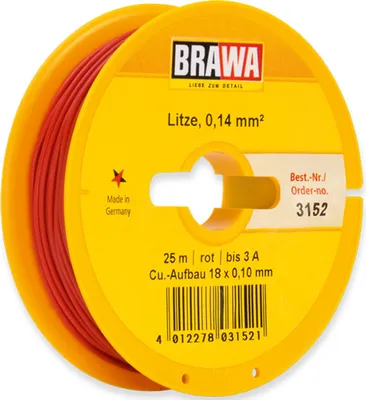 Produktbild von Brawa 3152 Litze 0,14 mm², rot