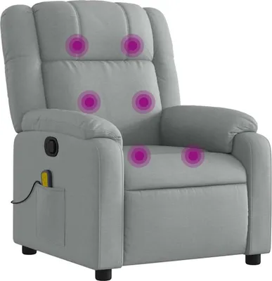 Image de vidaXL Fauteuil relax de massage, tissu gris clair