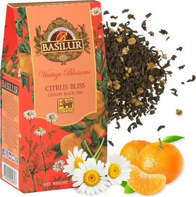 Produktbild von BASILUR VINTAGE BLOSSOMS - Citrus Bliss Schwarzer Blatt-Tee mit Kamillenblüten und Mandarinengeschmack 75 g 75 g x1