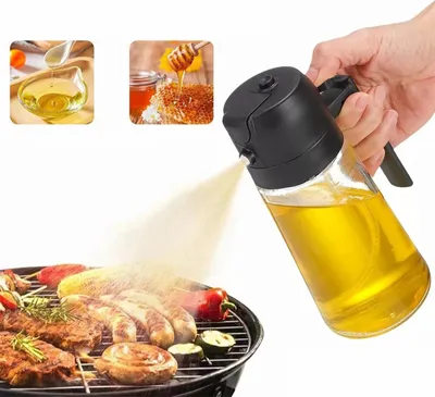 Produktbild von OKWISH Sprühflaschen 2-in-1, Ölzerstäuber für Speiseöl, Küchenöl Sprühgerät, Ölzerstäuber mit feinem Nebel, Nachfüllbare Ölsprühflasche, Schwarz