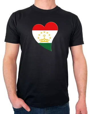 Produktbild von Huuraa Herren T-Shirt Tadschikistan Flagge Herz L Black Bio Baumwolle Fairtrade Herrenshirt Geschenkidee