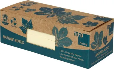 Produktbild von inFO notes Recycling-Haftnotizen Nature 50 x 40 mm gelb 12 Blöcke á 100 Blatt