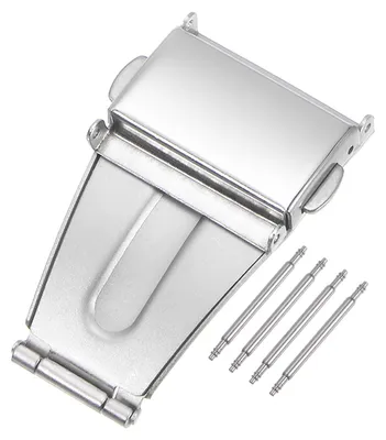 Faltschließe für Uhrenarmband, 20 mm, Edelstahl, silberfarben, Druckknopf