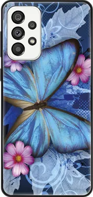 Produktbild von König Design Hülle kompatibel mit Samsung Galaxy A73 5G Kunststoff Soft Handyhülle - Handy Case Schmetterling Blau