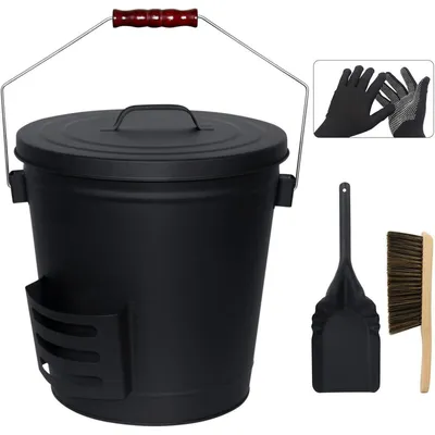 Productafbeelding van Asbak met deksel en accessoires, 20 liter, verzinkt staal, zwart