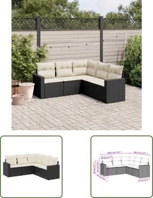 Produktbild von The Living Store 5-tlg. Garten-Sofagarnitur mit Kissen Schwarz Poly Rattan