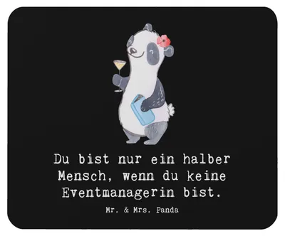 Produktbild von Mr. & Mrs. Panda Mouse Pad Eventmanagerin Herz - Schwarz - Geschenk, mousematte, Mousepad, Spruch, Lustig, mauspad laptop, Witzig, Beruf, pc mausunterlage