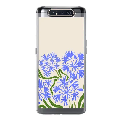 Produktbild von MuchoWow® Handyhülle Schutzhülle Hülle für Samsung Galaxy A80 Blume - Blau - Blatt - Einfach Silikon Softcase Handy Hülle - Schutzdeckel