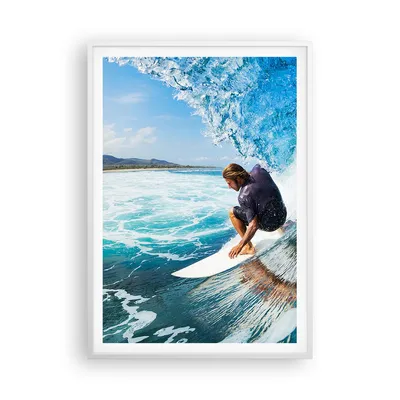 Produktbild von Gerahmtes Poster - Weißer Rahmen - Surfen Surfer Ozean Welle - 70x100 cm - Wand Bild - Wanddeko - Wandbilder - Wandposter - Bilderrahmen - Bilder - Kunstdruck - Wandbild - P2WPA70x100-2785