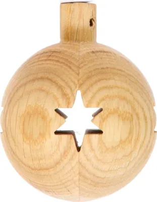 Produktbild von Holz-Christbaumkugel gedrechselt - Sternmotiv - 6zackig