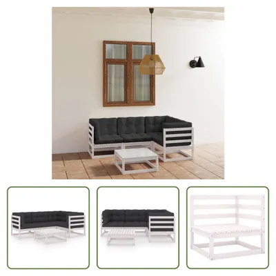 Produktbild von The Living Store 5-tlg. Garten-Lounge-Set mit Kissen Kiefer Massivholz