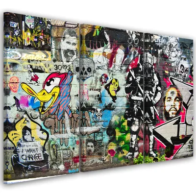 Obrázek produktu pro Triptych na plátně abstrakce - barevná nástěnná malba 150x100 cm Feeby připravená k zavěšení