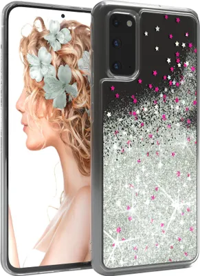 Produktbild von EAZY CASE - Glitzer Hülle kompatibel mit Samsung Galaxy S20 Glitzer Schutzhülle, Soft Case, Backcover Transparent mit Motiv