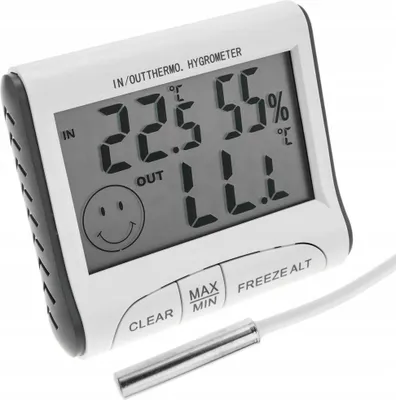 Obrázek produktu pro Rosfix Meteorologická Stanice – Vlhkoměr s Venkovním Senzorem | Zobrazení vnitřní/venkovní Teploty a Vlhkosti | Magnetická, LCD, na Baterie