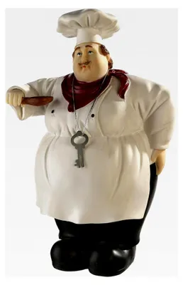 Produktbild von Spardose „Luigi - der Koch“ aus Poly - handbemalt - abschließbar mit Schloss und Schlüssel - Höhe 31 cm