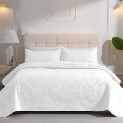 Obrázok produktu pre Prikrývka na posteľ 220 x 240 cm, prešívaná, obojstranná, biela, do spálne