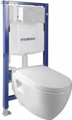 Produktbild von Aqualine Nera Wand-WC mit UP-Spülkasten aus Gipskarton und Geberit Druckknopf, weiß