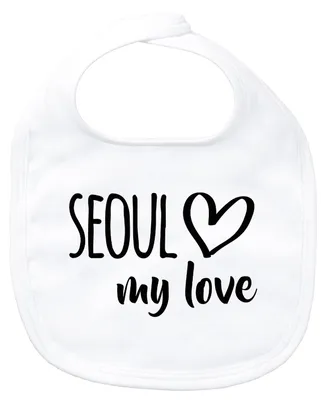 Produktbild von Huuraa Baby Lätzchen Seoul my love White Klettverschluss  Baumwolle Latz Geschenkidee