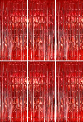 Produktbild von 6x Lametta Vorhang - rot - 91x244 cm