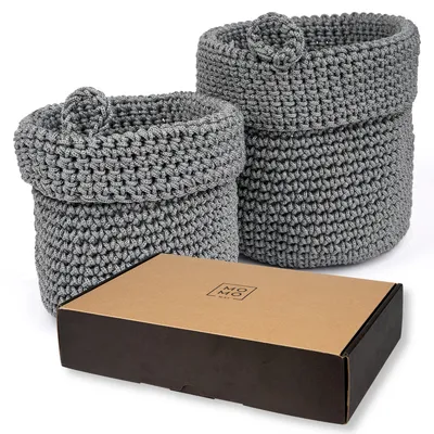 Immagine prodotto di Set - 2 cestini portaoggetti grigi (14 cm + 17 cm) di MOMO WAY - Organizzatore di oggetti
