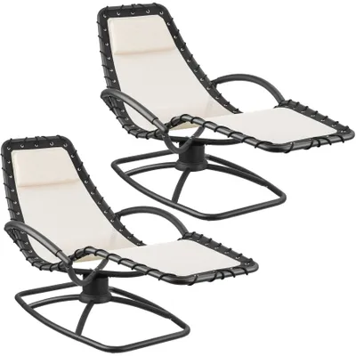 Produktbild von tectake Gartenliege Toulon Schwingfunktion ergonomisch Textilene wetterfest 120kg Belastbarkeit Kopfpolster klappbar 77x170x83cm 2er Set