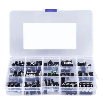 Image de Puce de circuit intégré, prise IC à broche plate, kit d'assortiment de puces de circuit intégré, adaptateur de prise IC, kit d'assortiment de puces IC, puce IC intégrée