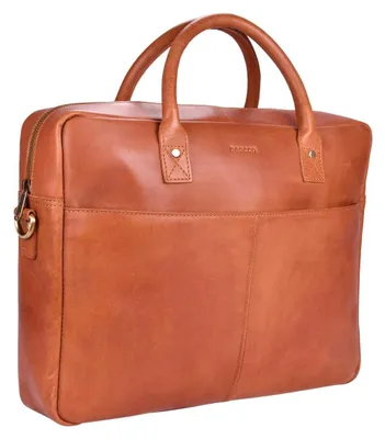 Zdjęcie produktu dla Beocca Mason skórzana torba na laptop 15", ze skóry garbowanej roślinnie, wyściełana komora, torba biznesowa, ręcznie robiona, Koniak