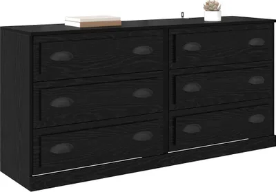 Image de vidaXL Sideboards 2 pcs noir imitation chêne 70 x 35,5 x 67,5 cm