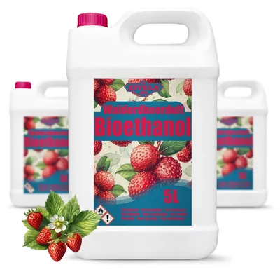 Immagine prodotto di Bioetanolo al 96,6%, contenitore da 15 litri, profumato alla fragola di bosco, per camini a bioetanolo